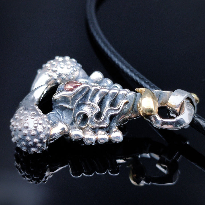 [1088] Retro Style Sterling Silver S925 Flame Scorpion Pendant Necklace - Taffu Craft Studio