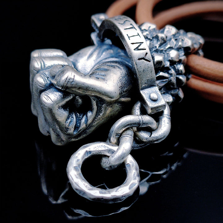 [1094] Limited Retro Style Sterling Silver S925 Defying Destiny Pendant Necklace - Taffu Craft Studio